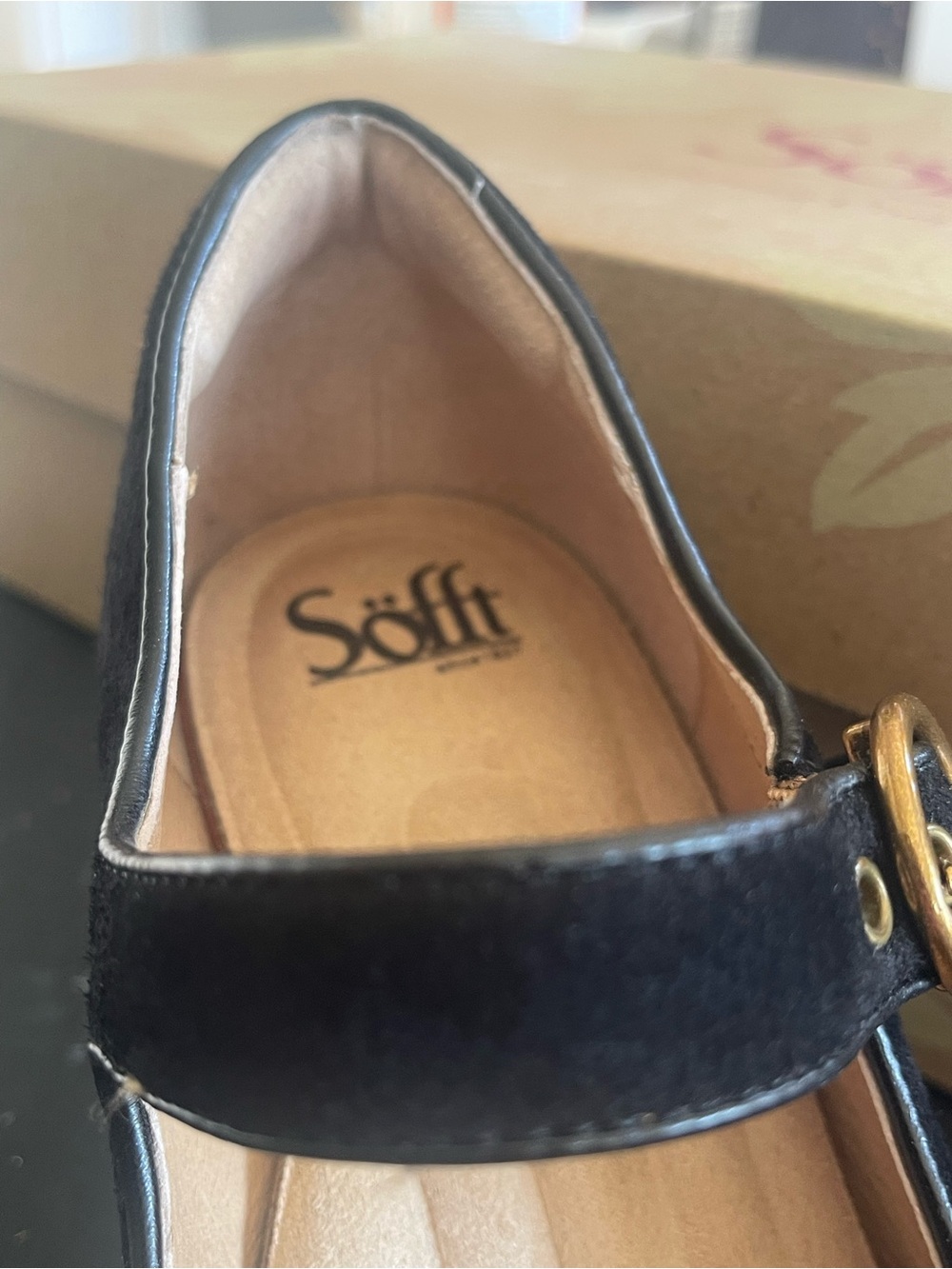 Mint!!! Sofft Black Suede “Petra” Block Heel Mart Jane pumps!! - Picture 7 of 12